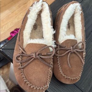 UGG Tan Suede Slippers with Cream Lining